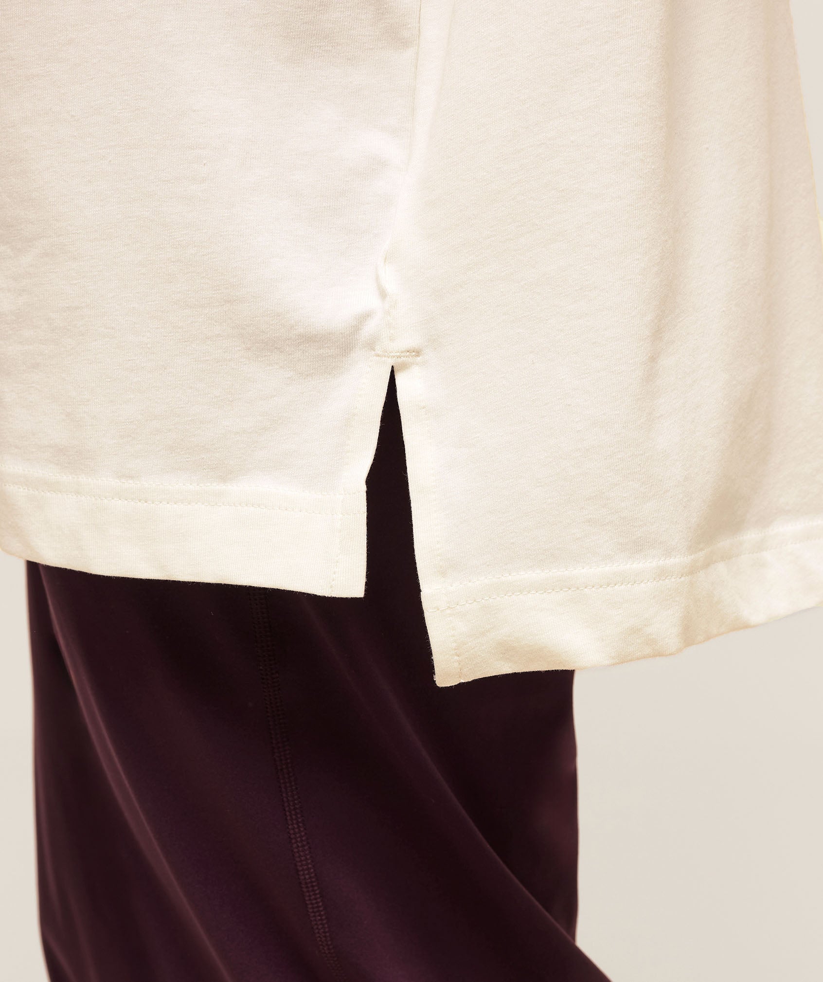 Covered Longline Cotton T-Shirt - Soft White