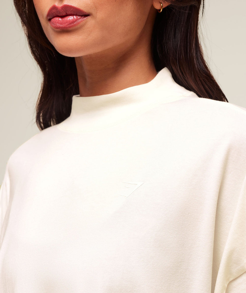 Covered Longline Cotton T-Shirt - Soft White