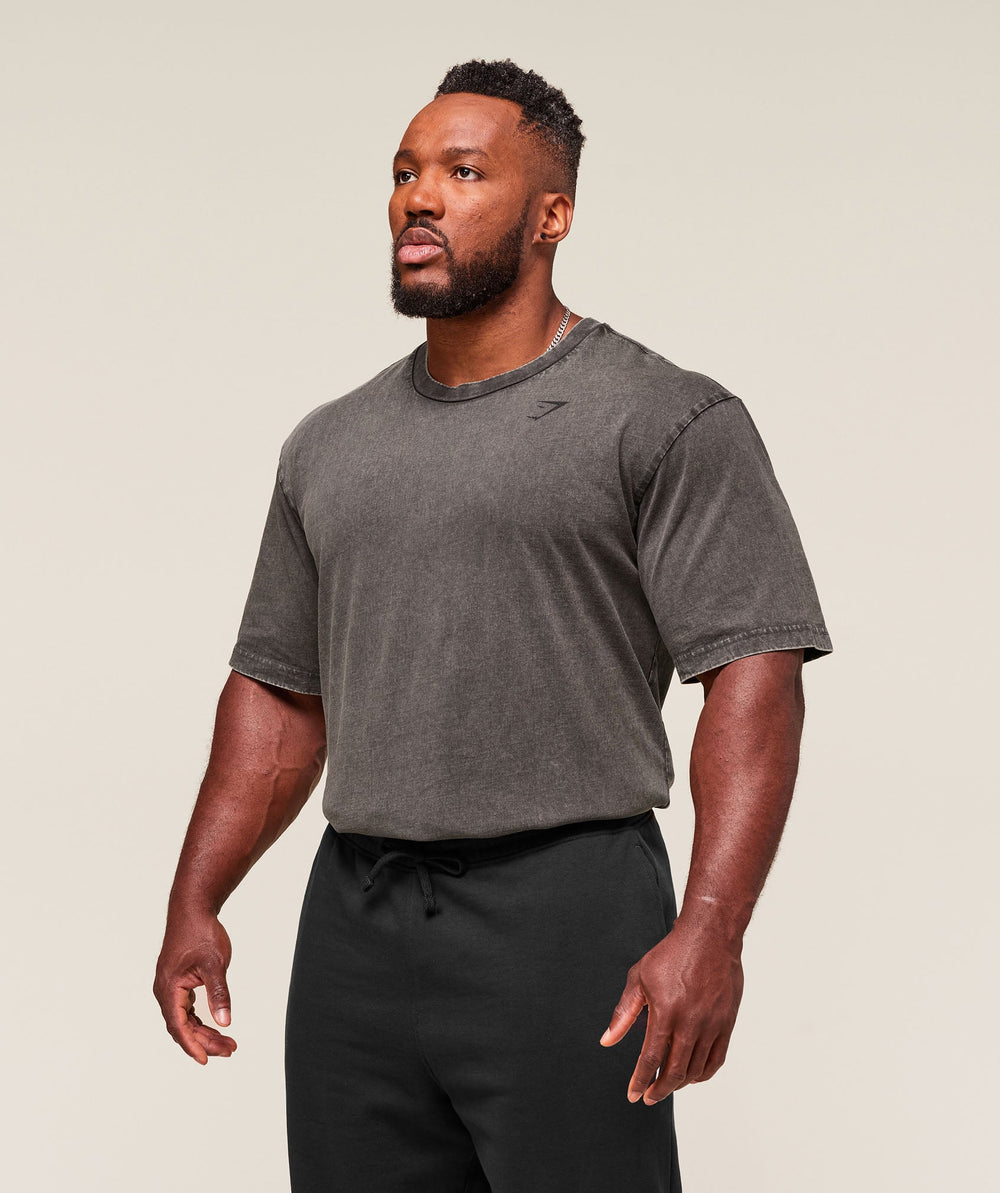 Power Washed T-Shirt - Onyx Grey/Acid Wash Small Ball