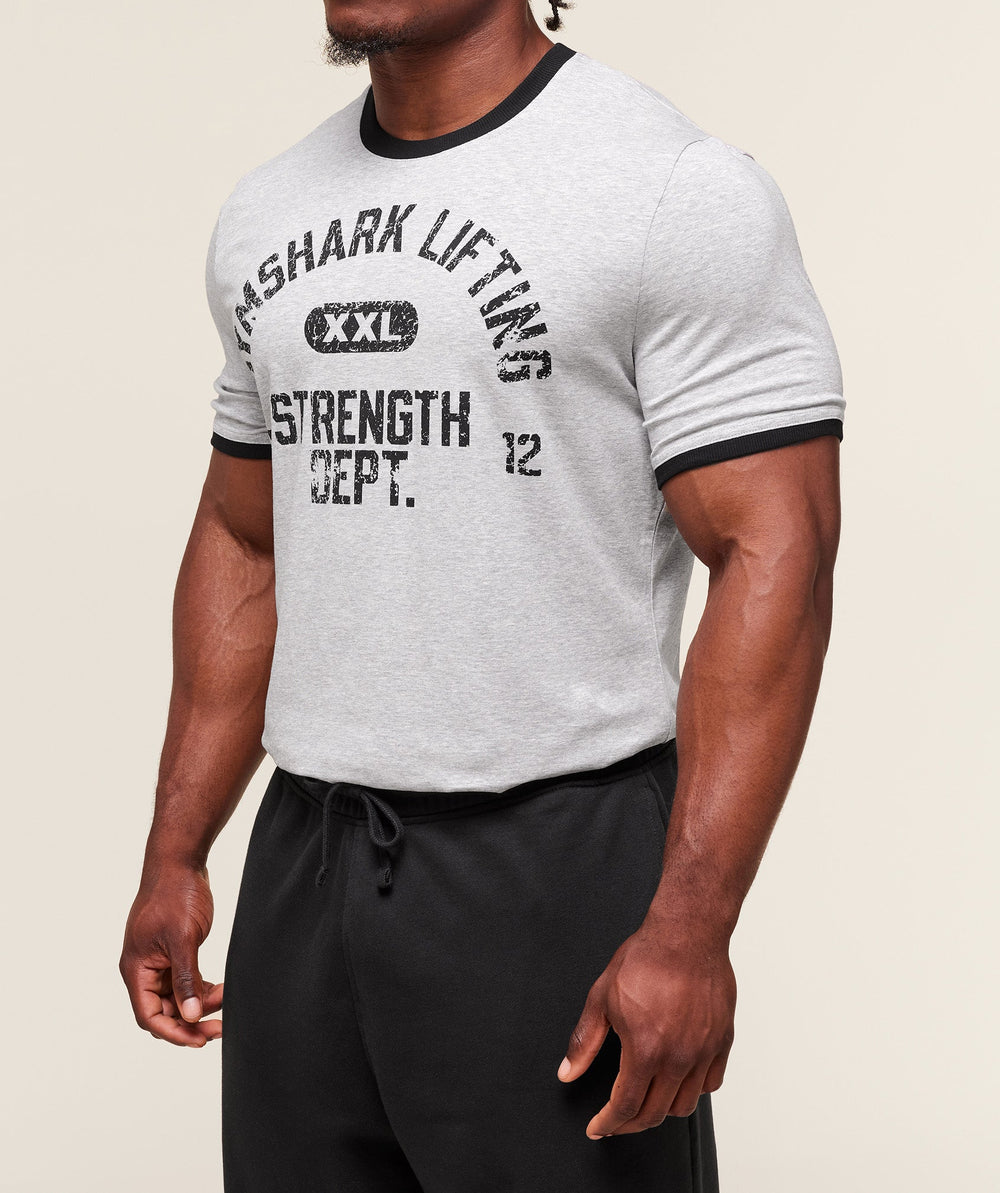 XXL Strength Dept Ringer T-Shirt - Light Grey Core Marl