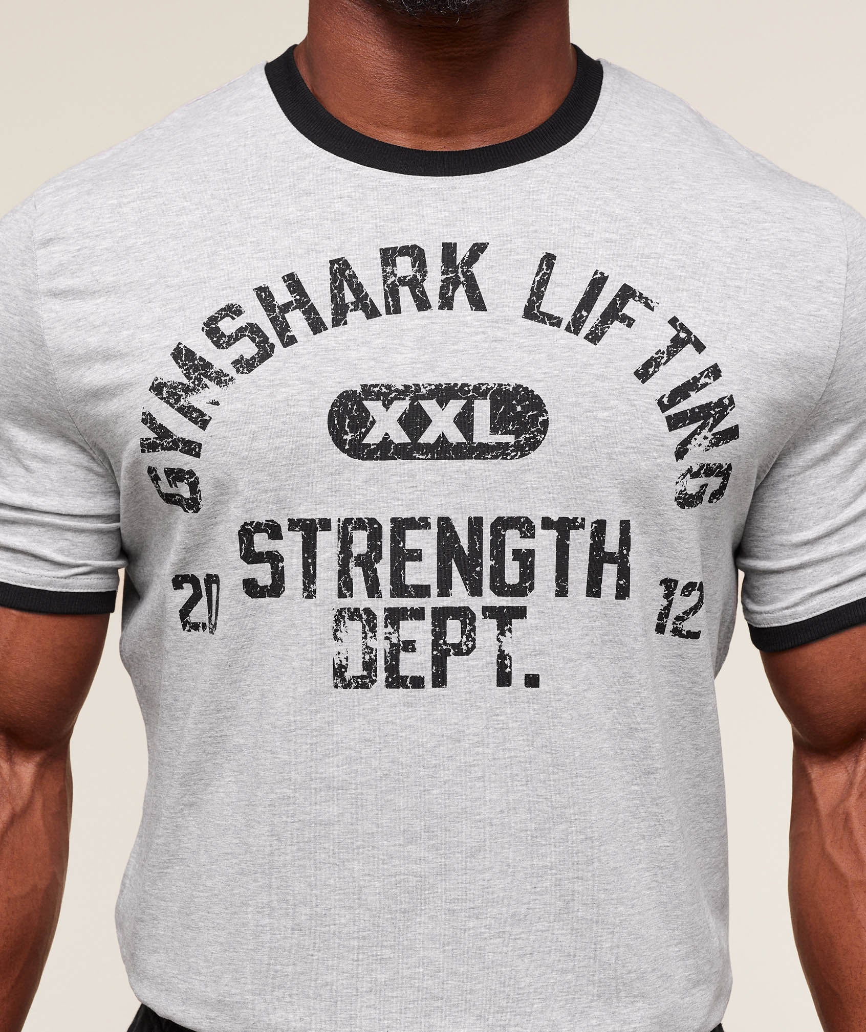XXL Strength Dept Ringer T-Shirt - Light Grey Core Marl