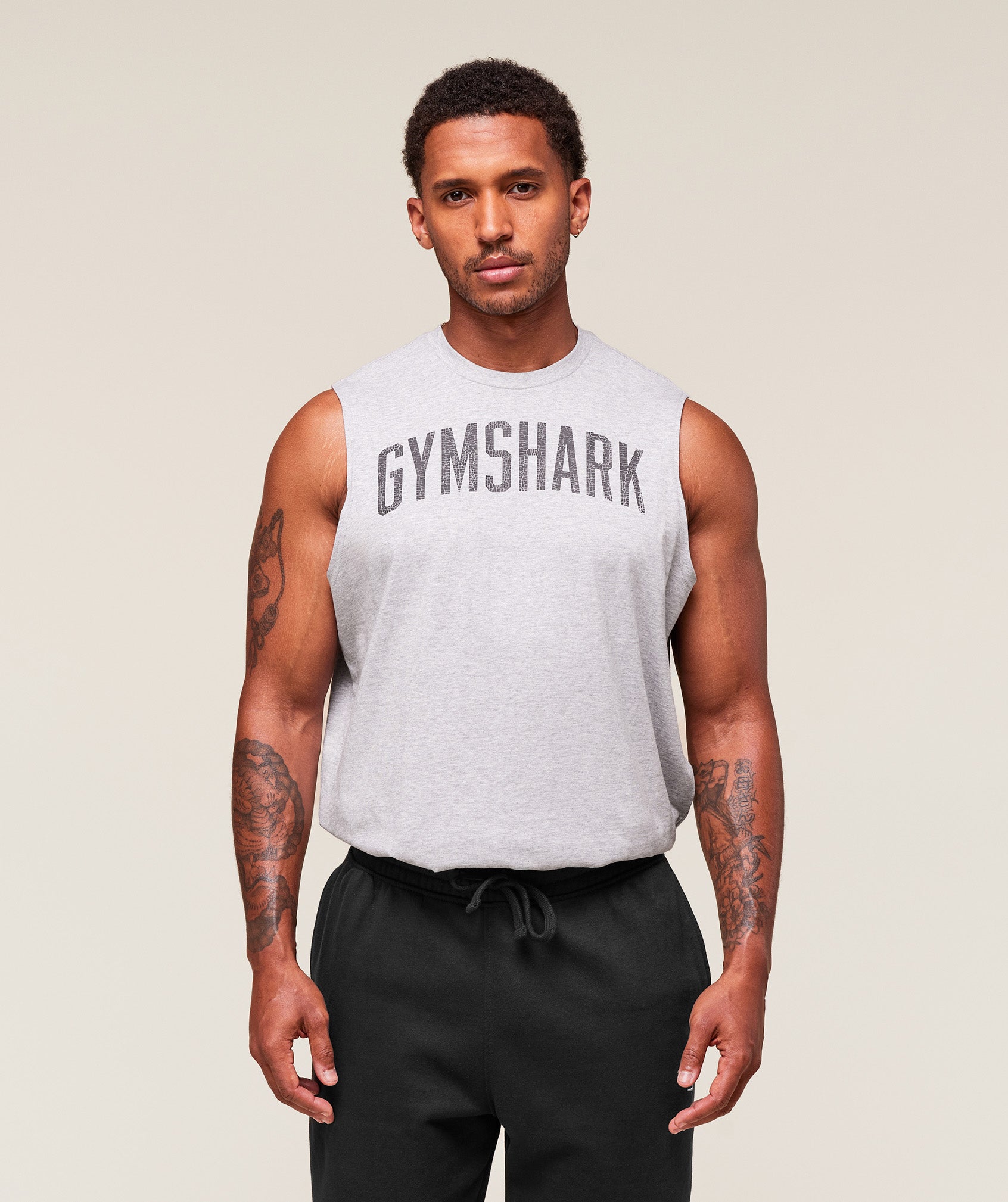 Worn Graphic Tank - Light Grey Core Marl