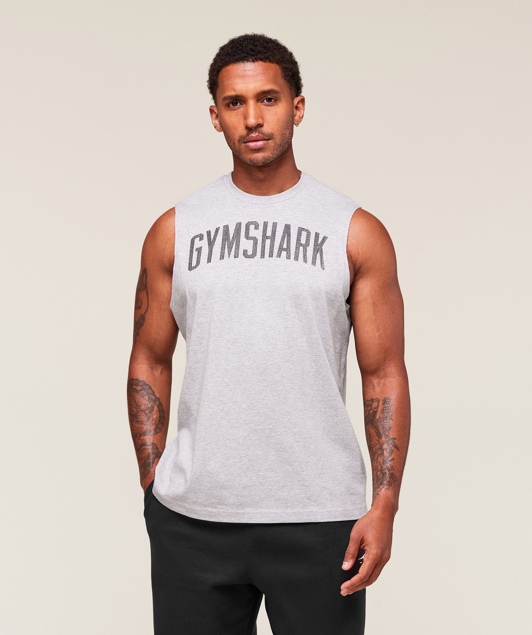 Worn Graphic Tank - Light Grey Core Marl