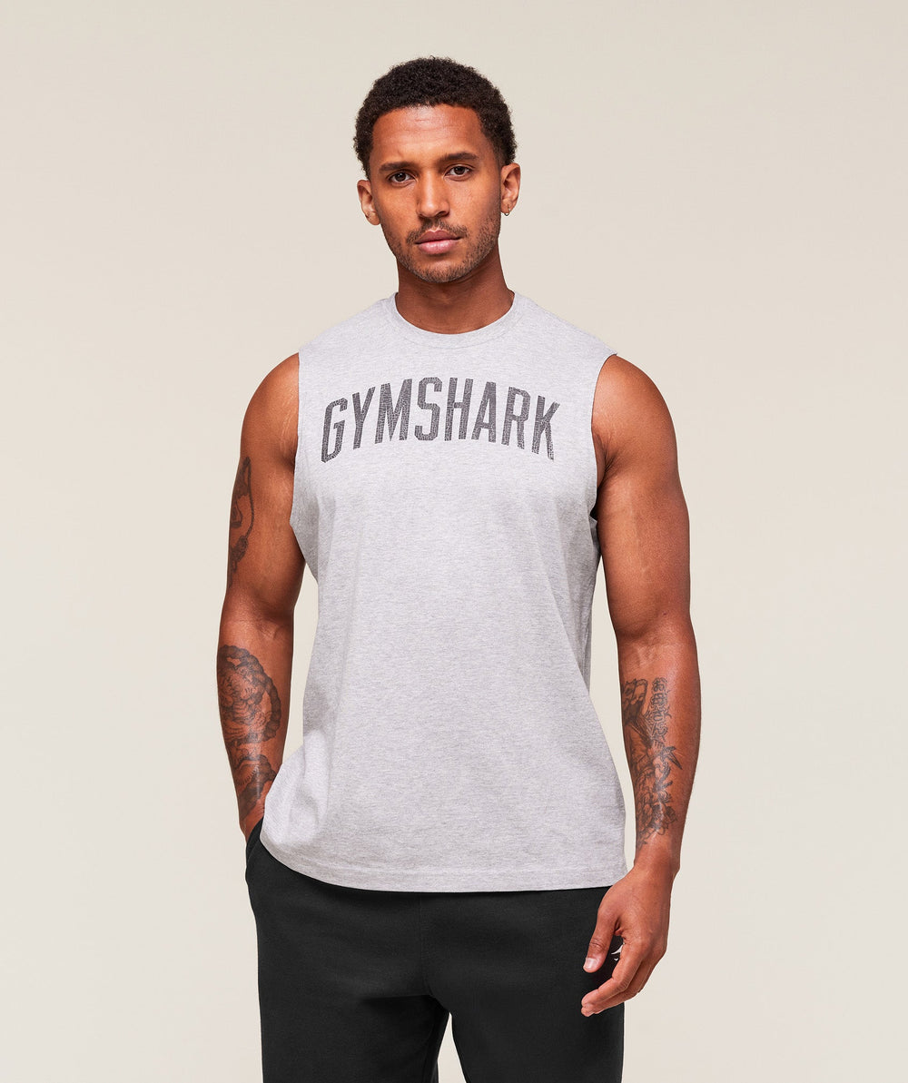 Worn Graphic Tank - Light Grey Core Marl