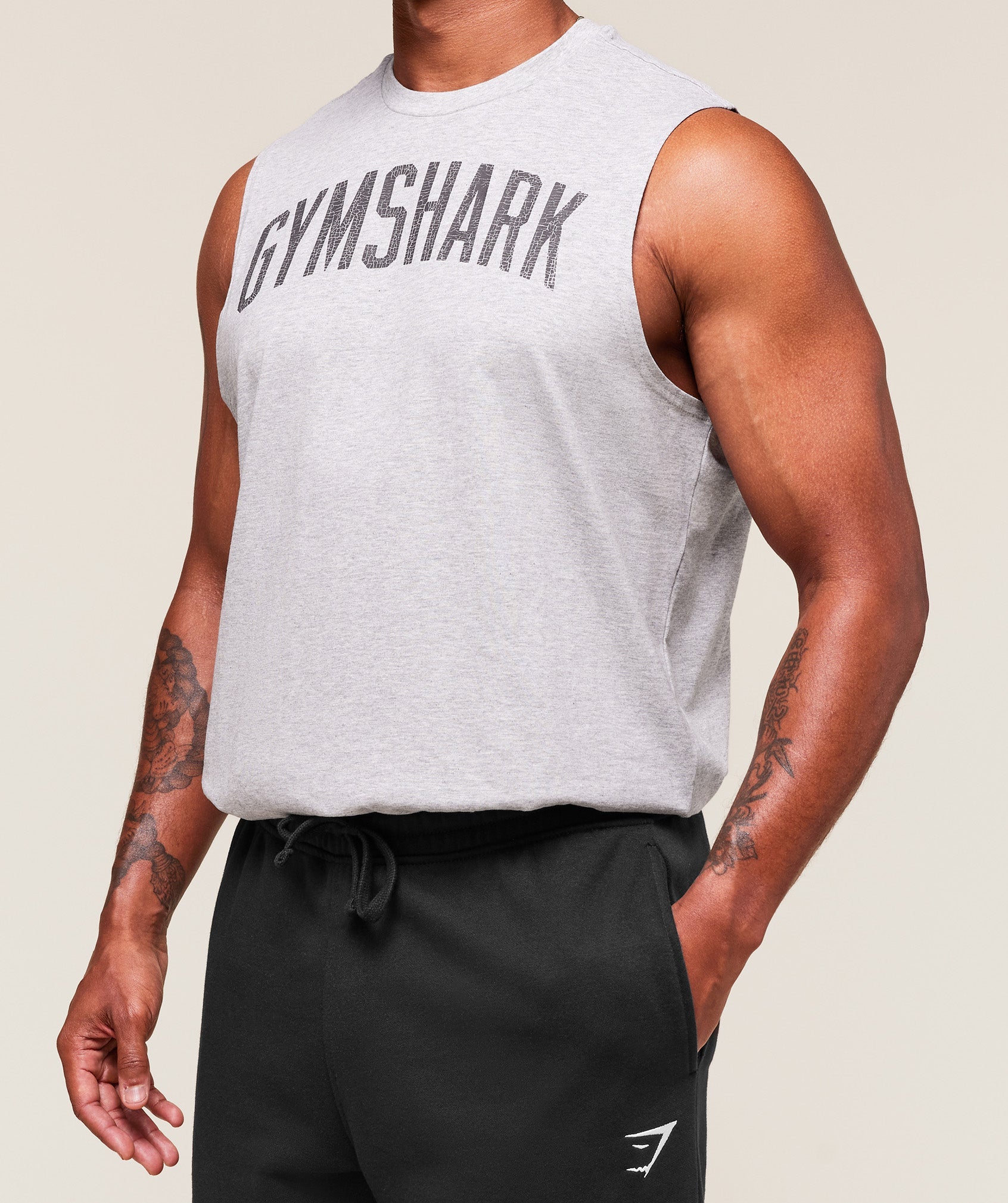 Worn Graphic Tank - Light Grey Core Marl