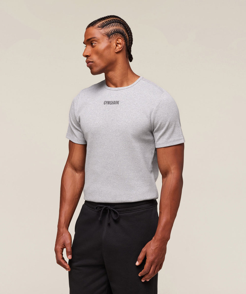 Premium Ribbed T-Shirt - Light Grey Core Marl