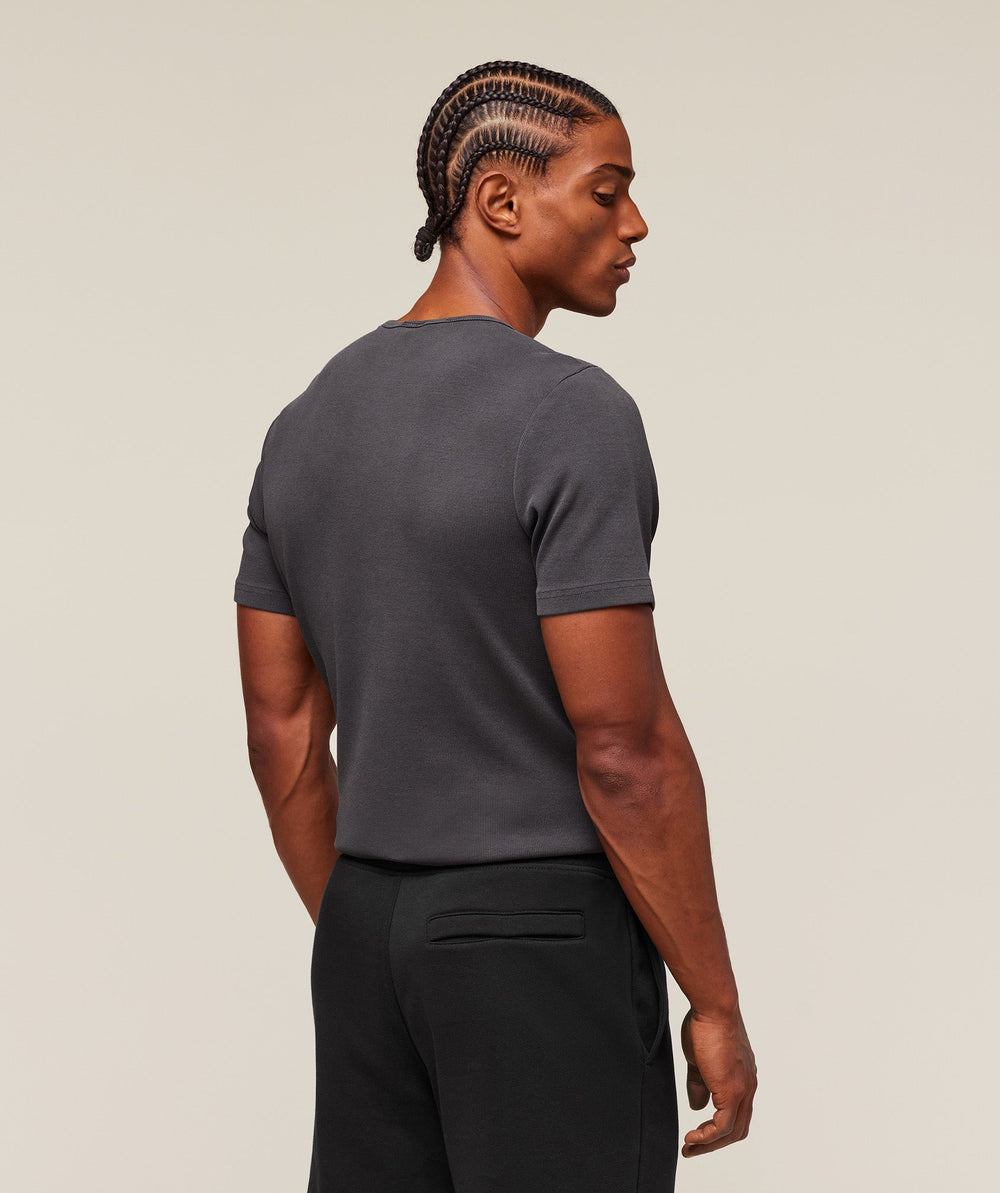 Premium Washed Ribbed T-Shirt - Onyx Grey