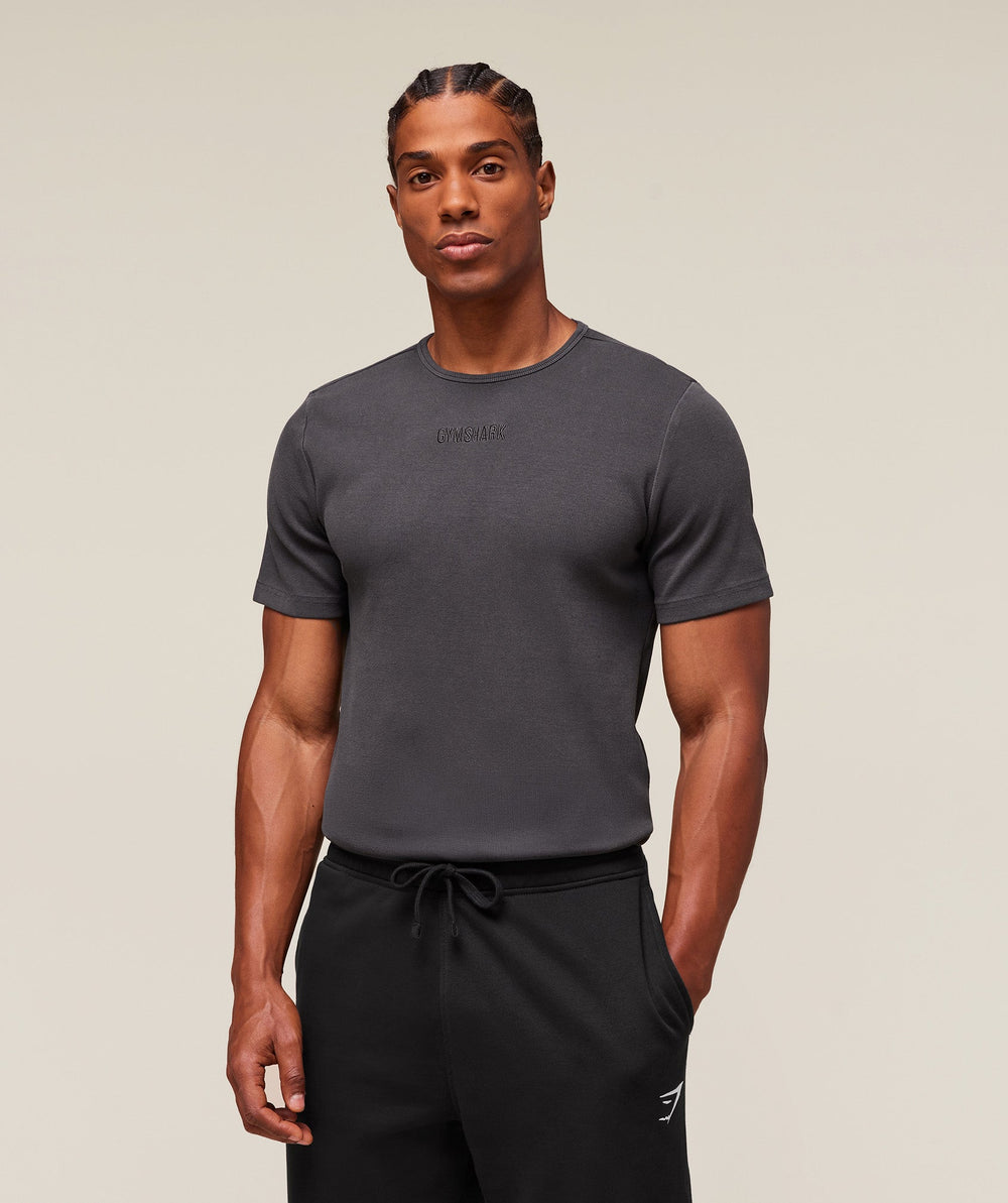 Premium Washed Ribbed T-Shirt - Onyx Grey