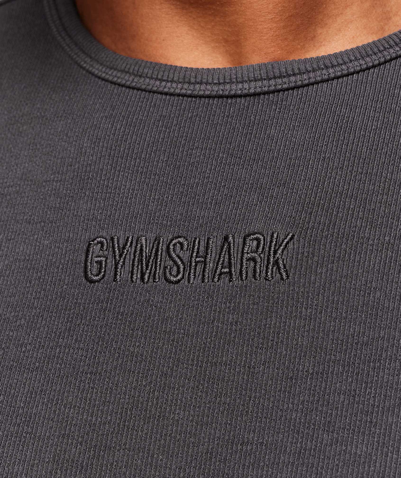 Premium Washed Ribbed T-Shirt - Onyx Grey