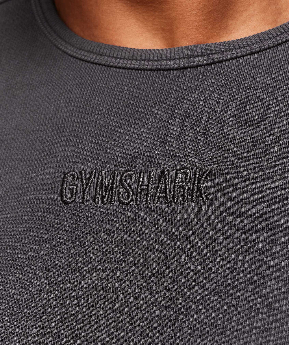 Premium Washed Ribbed T-Shirt - Onyx Grey