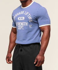 XXL Strength Dept Ringer T-Shirt - Worn Blue