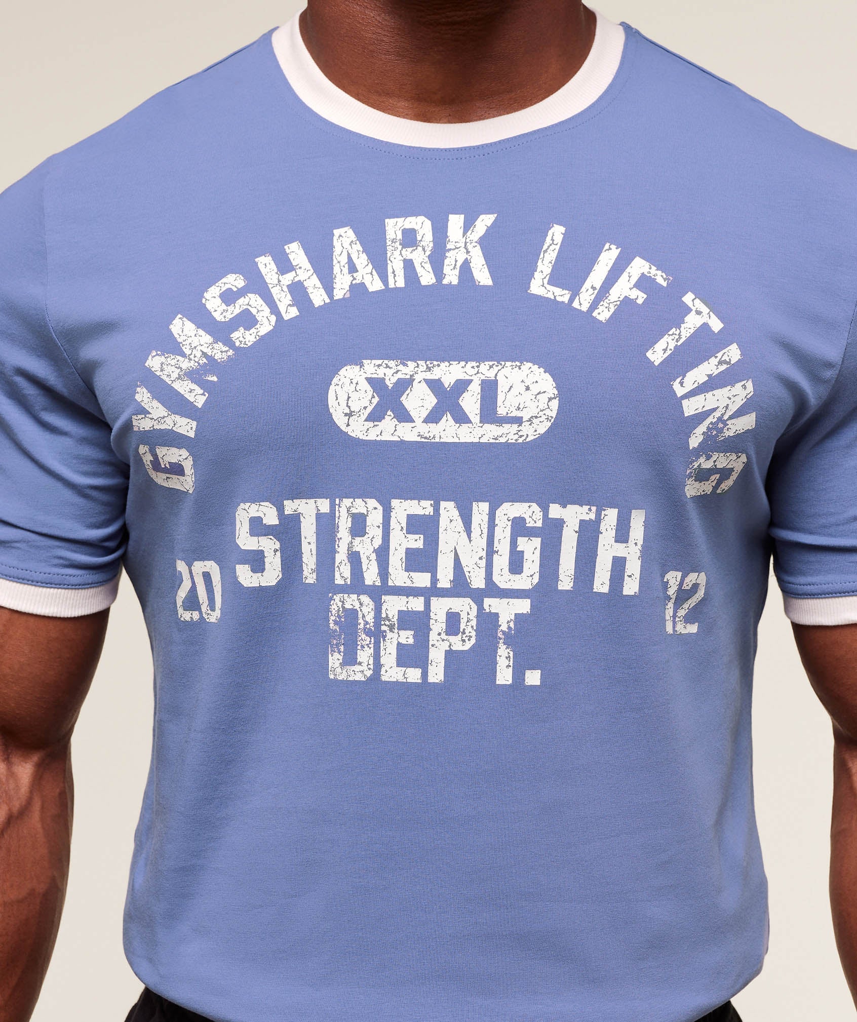 XXL Strength Dept Ringer T-Shirt - Worn Blue