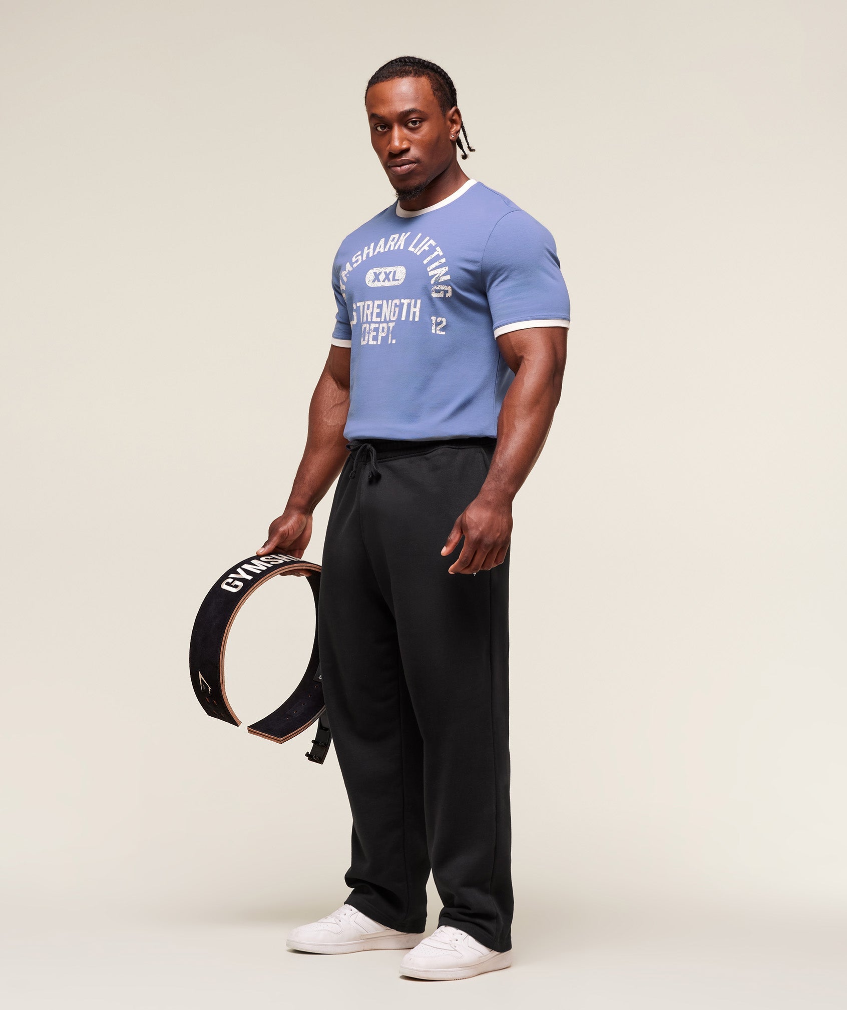 XXL Strength Dept Ringer T-Shirt - Worn Blue