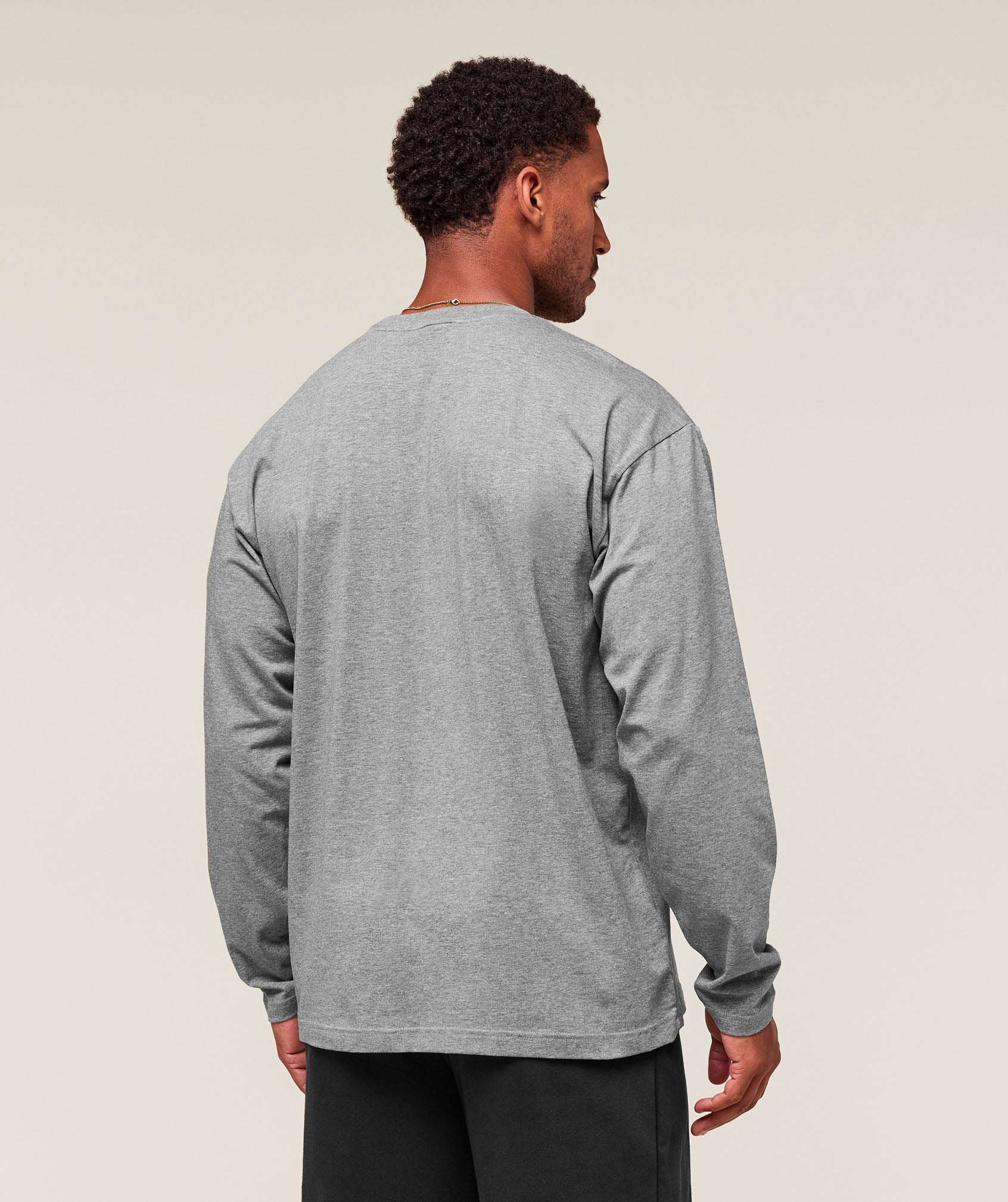 Essential Oversized Long Sleeve T-Shirt - Charcoal Core Marl