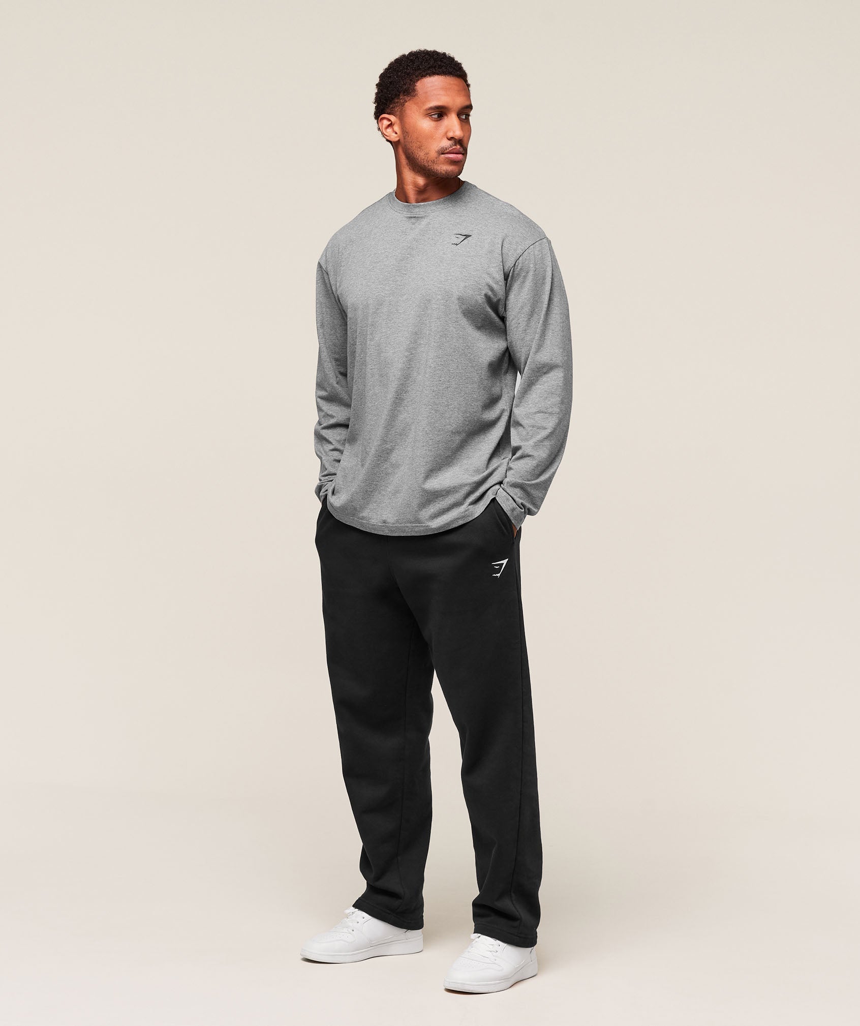 Essential Oversized Long Sleeve T-Shirt - Charcoal Core Marl