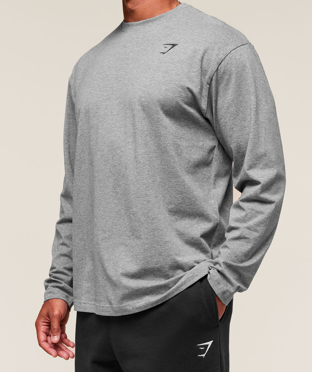 Essential Oversized Long Sleeve T-Shirt - Charcoal Core Marl