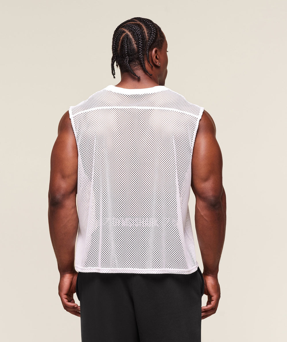 Mesh Oversized Tank - White