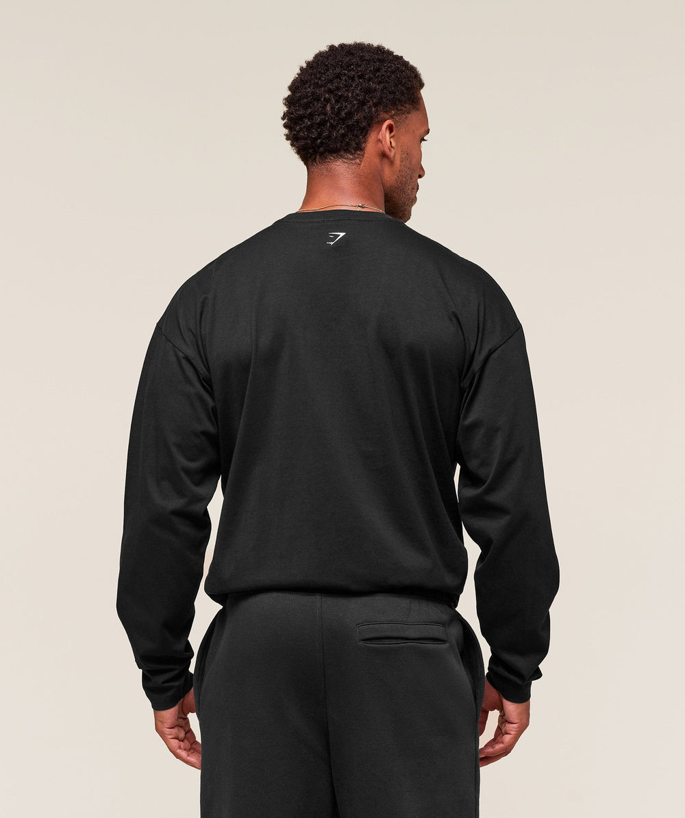 Worn Graphic Long Sleeve T-Shirt - Black