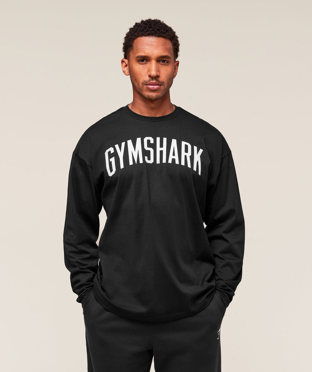 Worn Graphic Long Sleeve T-Shirt - Black