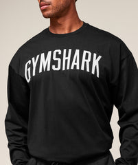 Worn Graphic Long Sleeve T-Shirt - Black