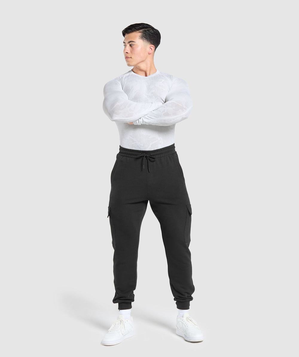 Geo Seamless Long Sleeve T-Shirt - White/Light Grey
