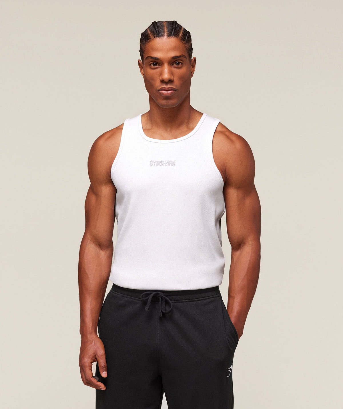 Premium Ribbed Tank - White