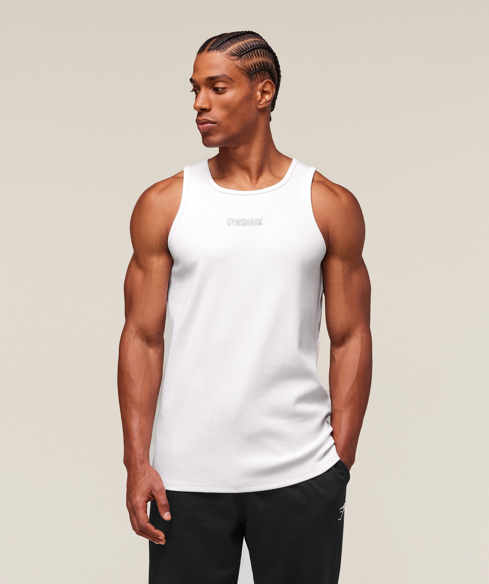 Premium Ribbed Tank - White