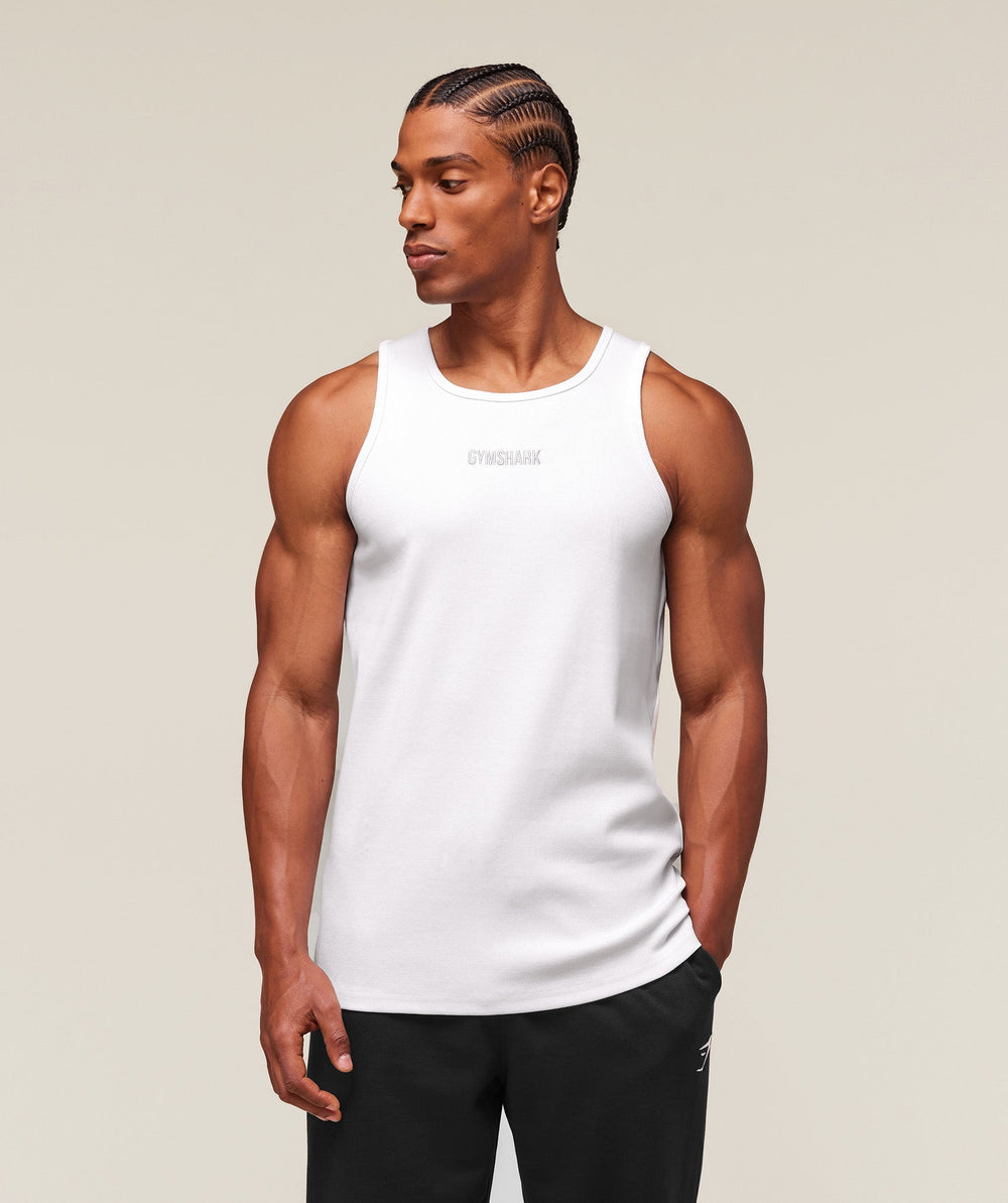 Premium Ribbed Tank - White
