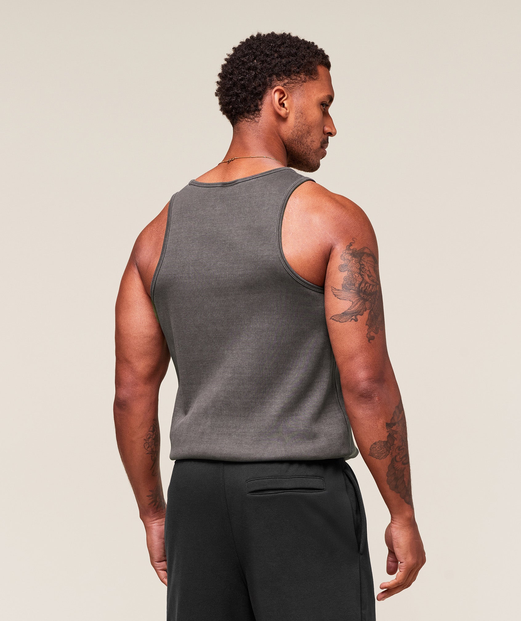 Washed Premium Ribbed Tank - Onyx Grey