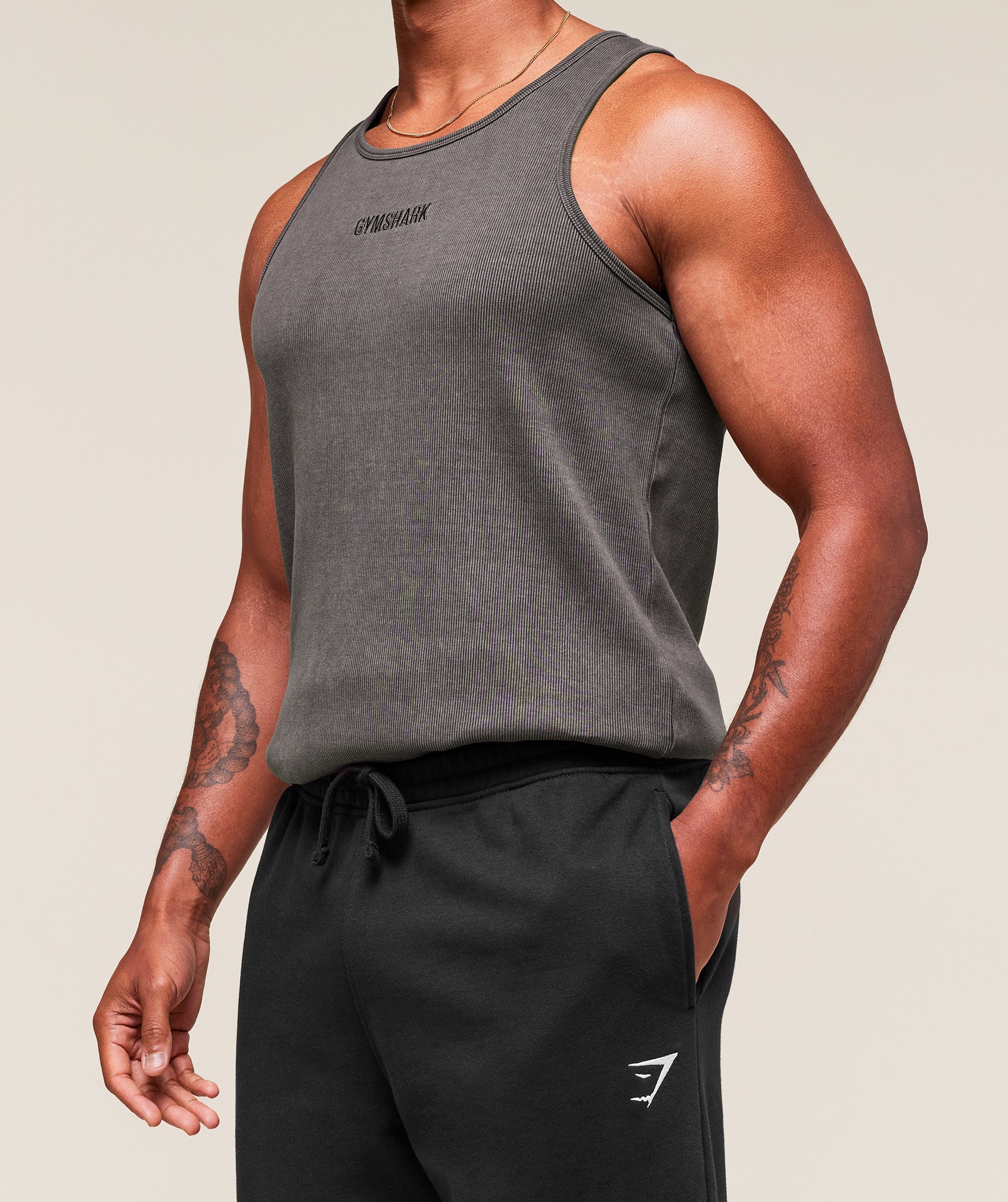 Washed Premium Ribbed Tank - Onyx Grey