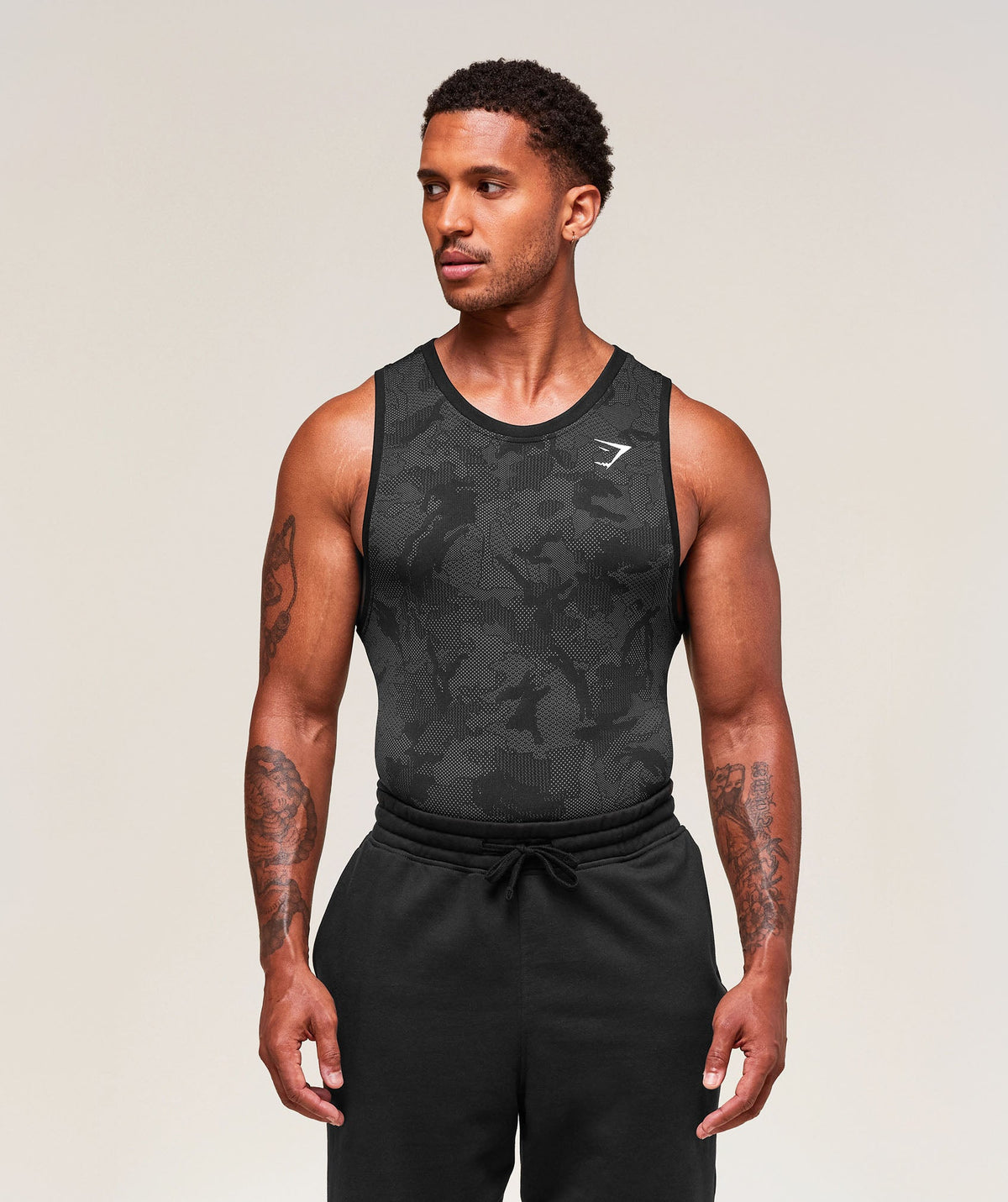 Geo Seamless Tank - Black/Charcoal Grey