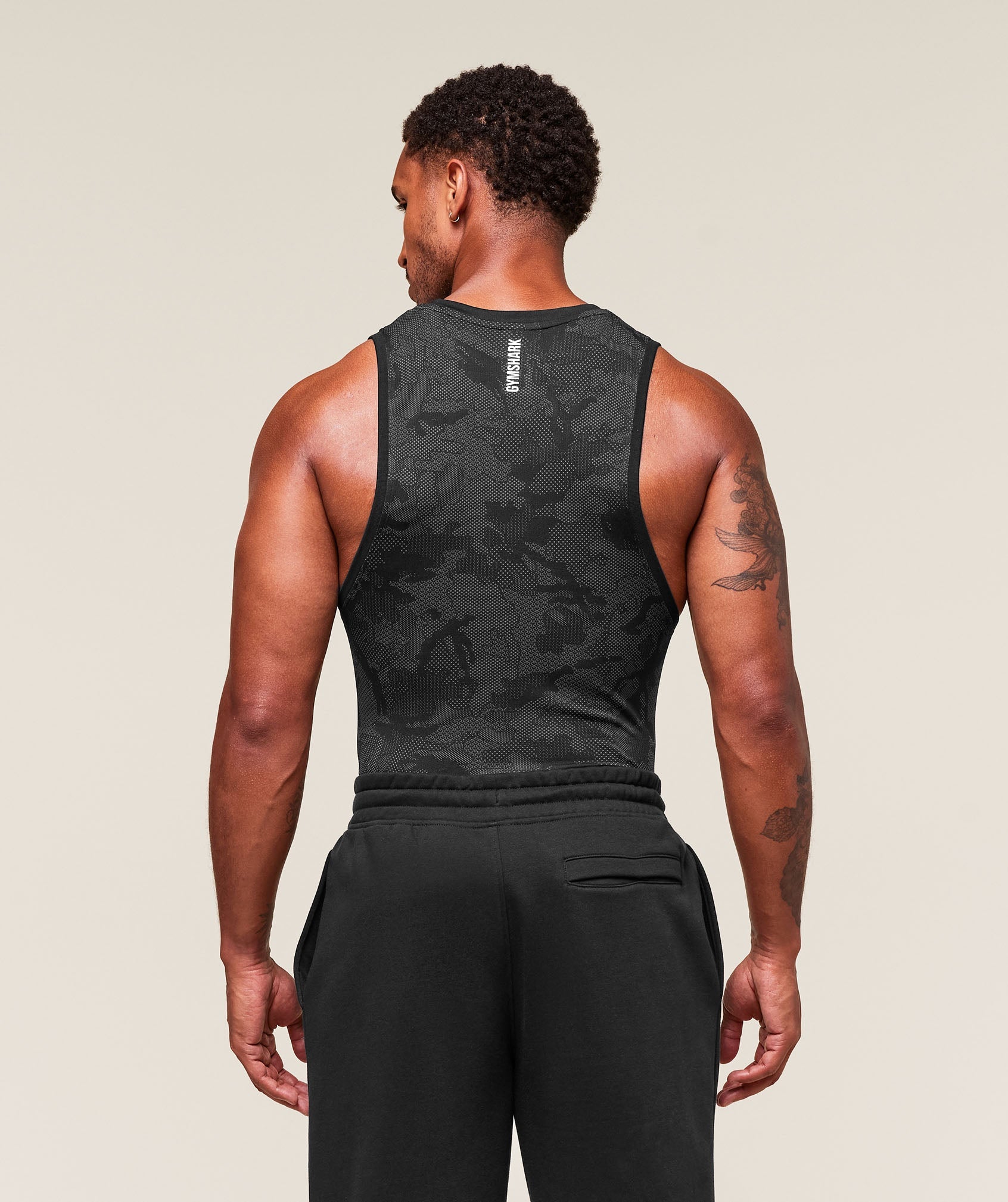 Geo Seamless Tank - Black/Charcoal Grey