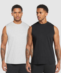 Everyday Tank 2 Pack - Black/Light Grey Core Marl
