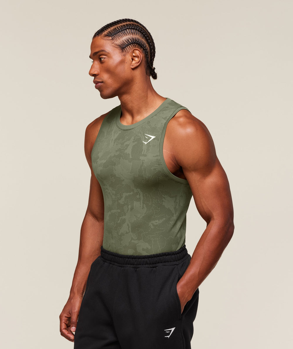 Geo Seamless Tank - Core Olive/Deep Olive Green
