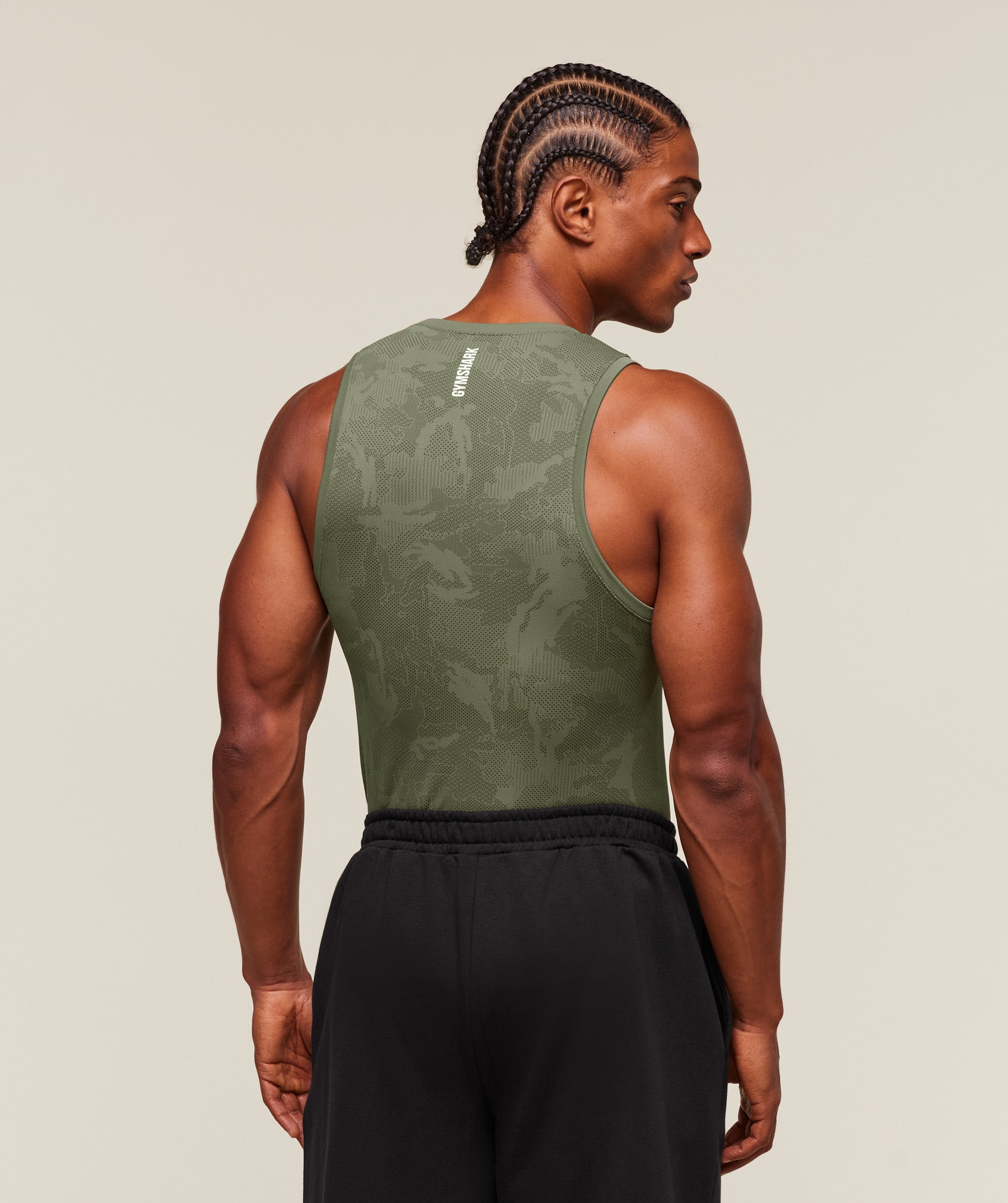 Geo Seamless Tank - Core Olive/Deep Olive Green