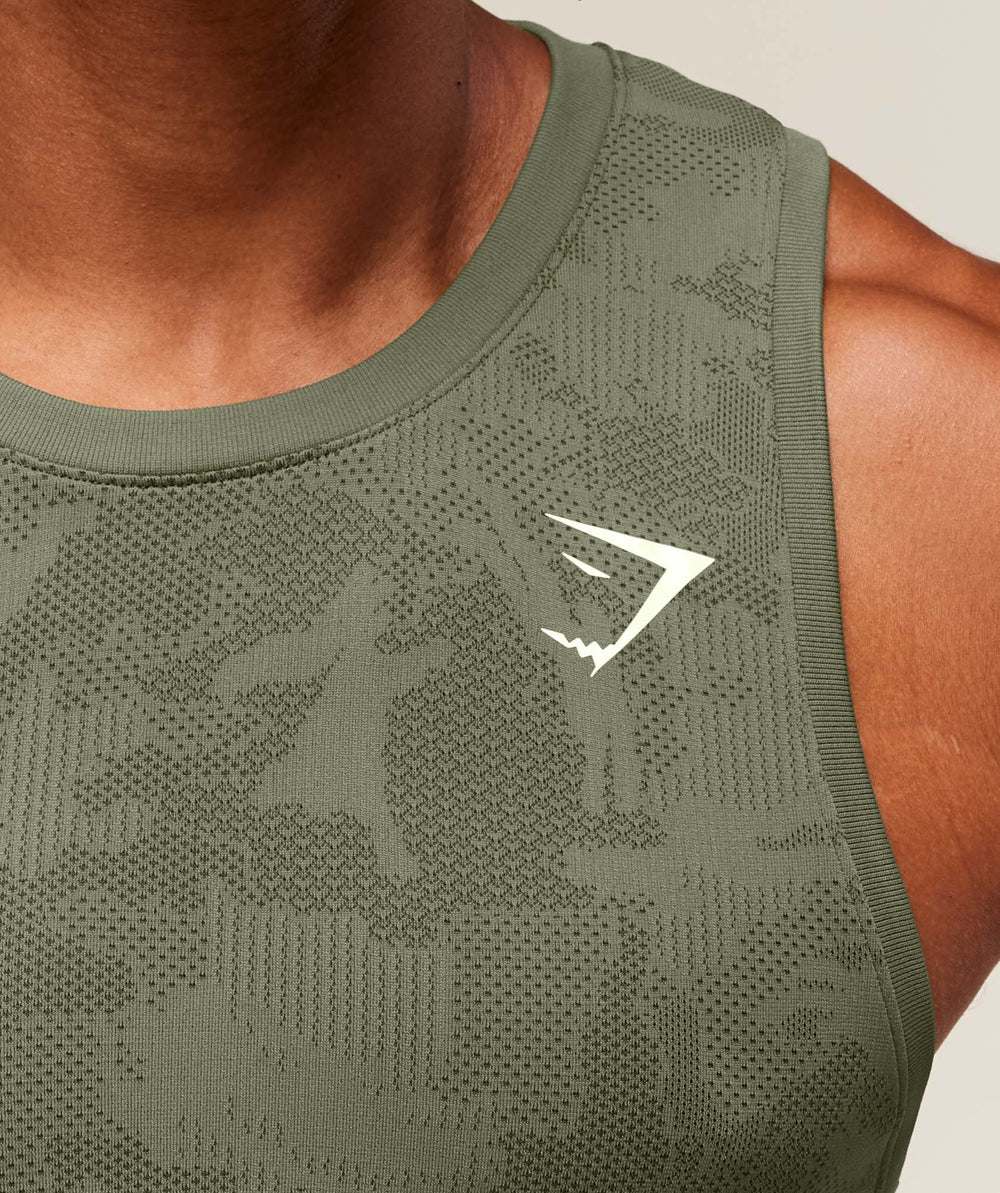 Geo Seamless Tank - Core Olive/Deep Olive Green