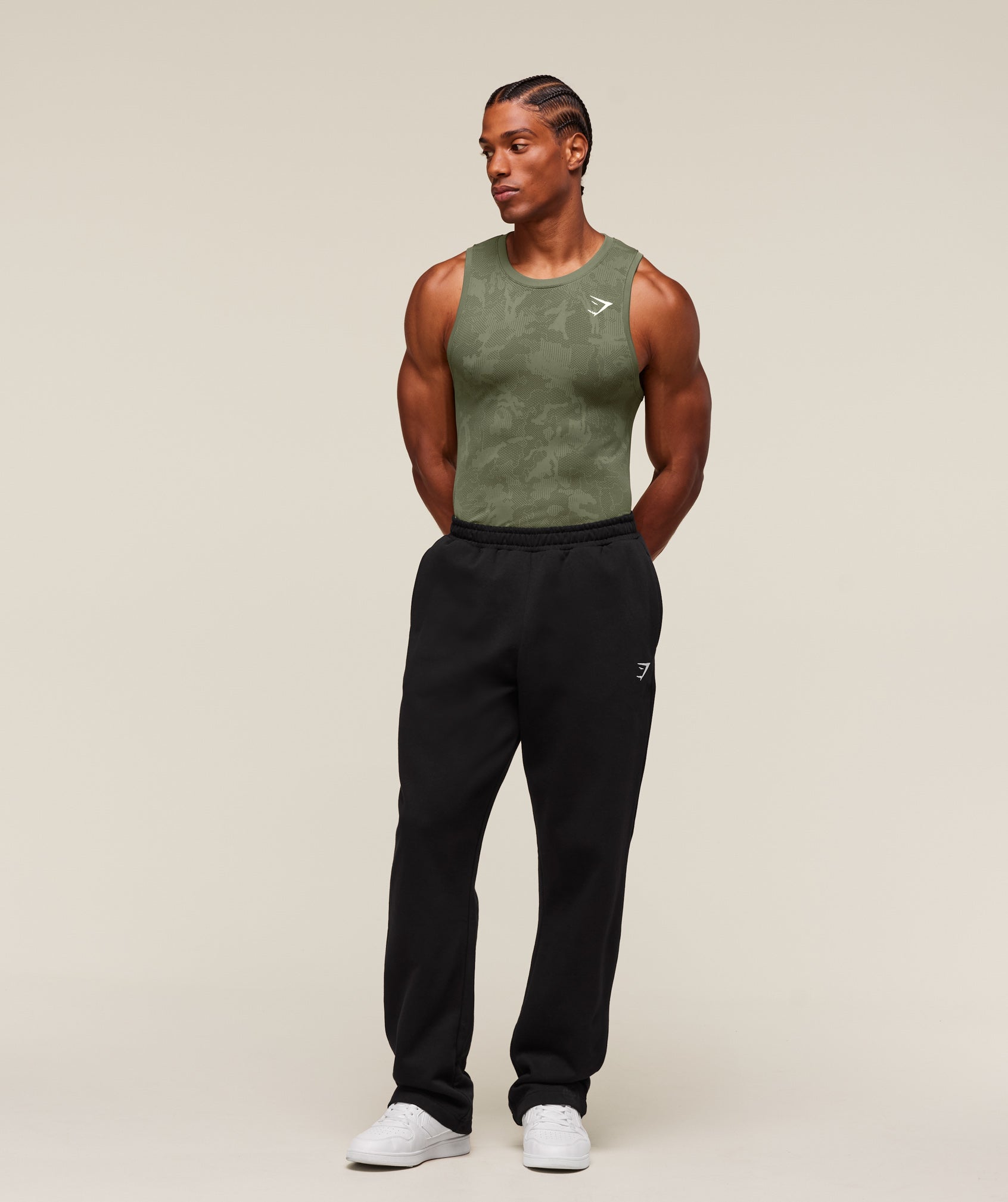 Geo Seamless Tank - Core Olive/Deep Olive Green