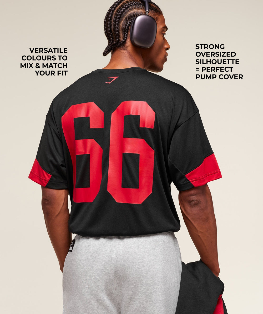 Varsity Oversized T-Shirt - Black/Conditioning Red