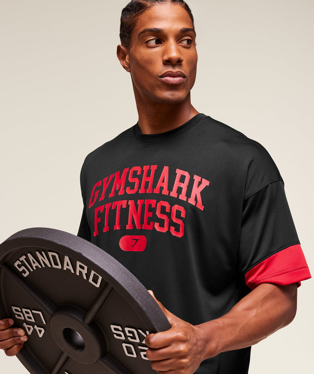 Varsity Oversized T-Shirt - Black/Conditioning Red
