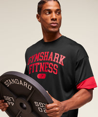 Varsity Oversized T-Shirt - Black/Conditioning Red