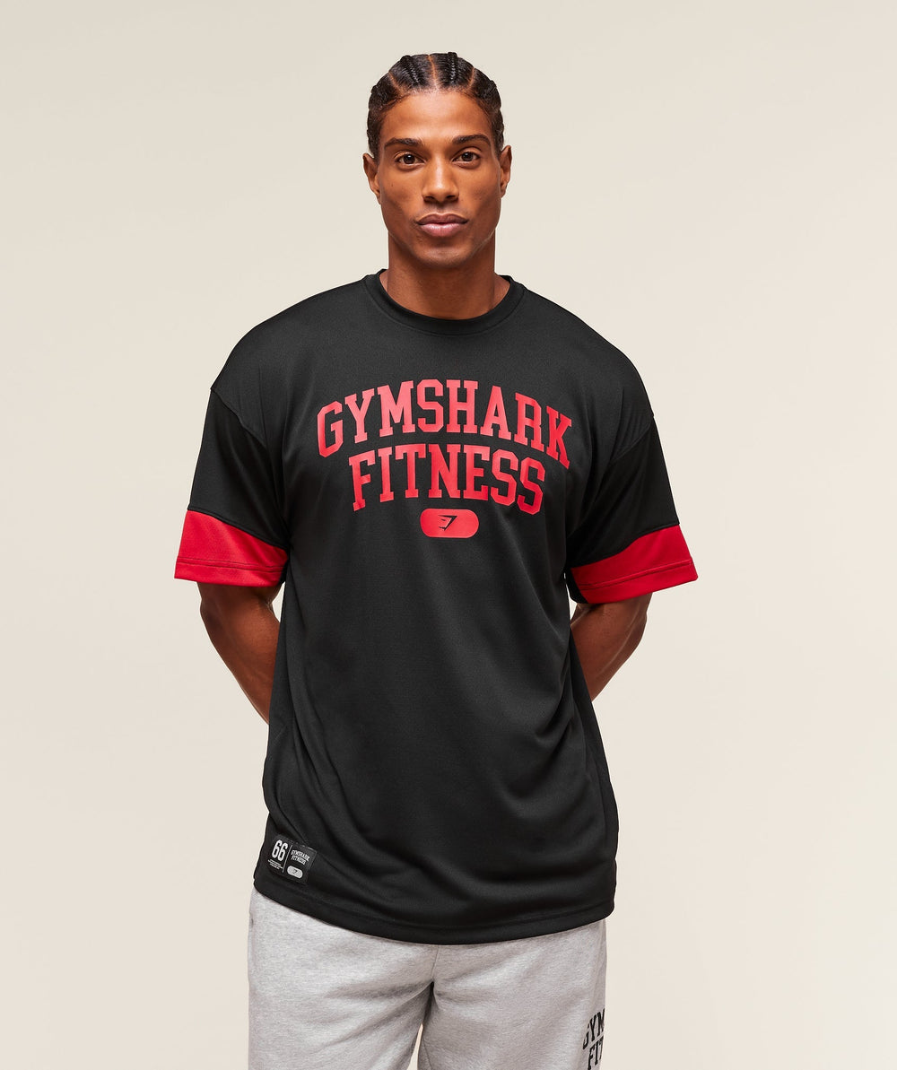 Varsity Oversized T-Shirt - Black/Conditioning Red