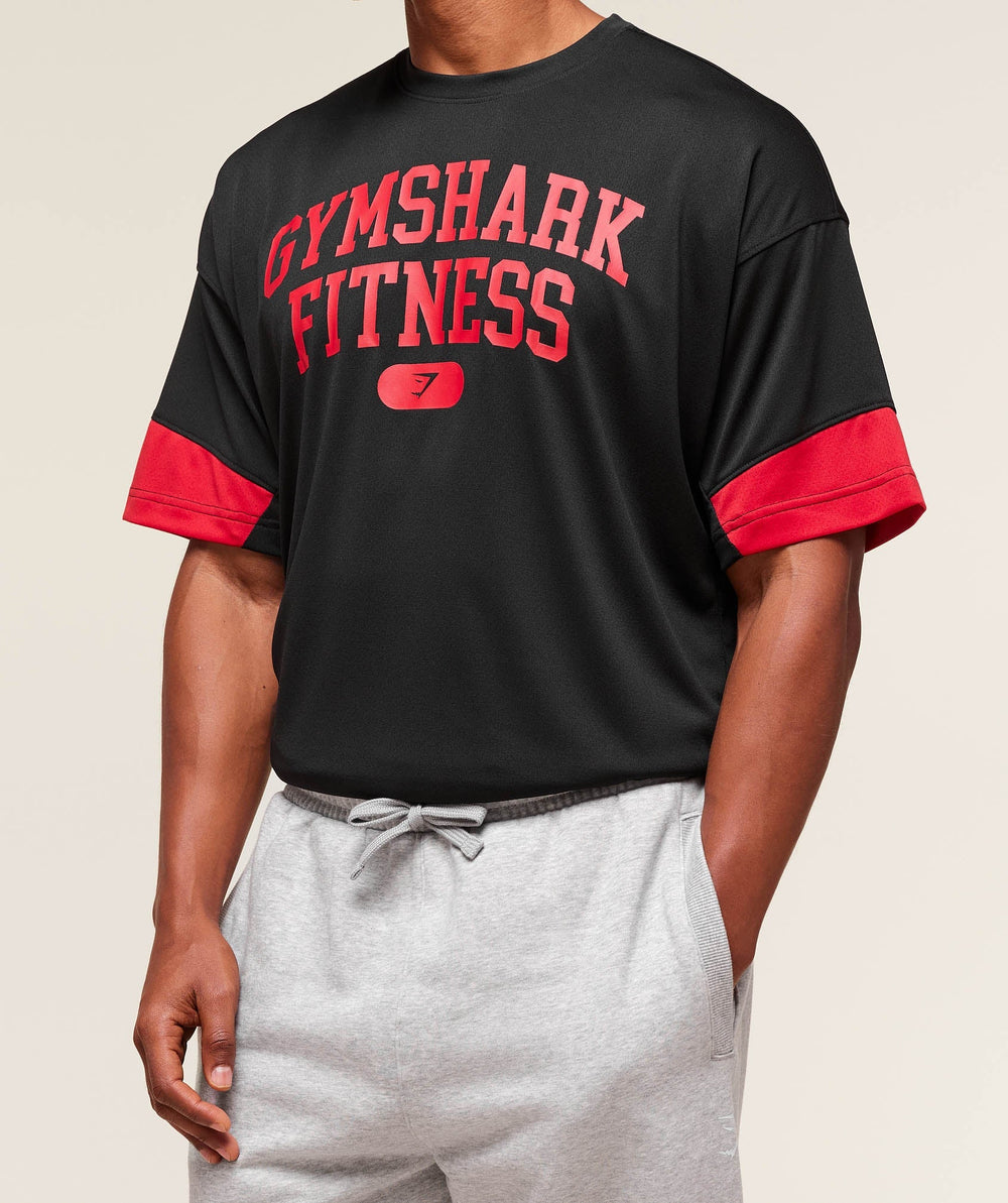 Varsity Oversized T-Shirt - Black/Conditioning Red