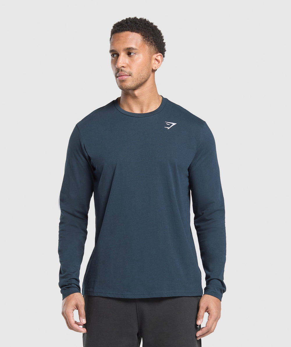 Crest Long Sleeve T-Shirt - Navy