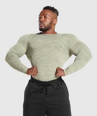 Geo Animal Seamless Long Sleeve T-Shirt - Chalk Green/Unit Green