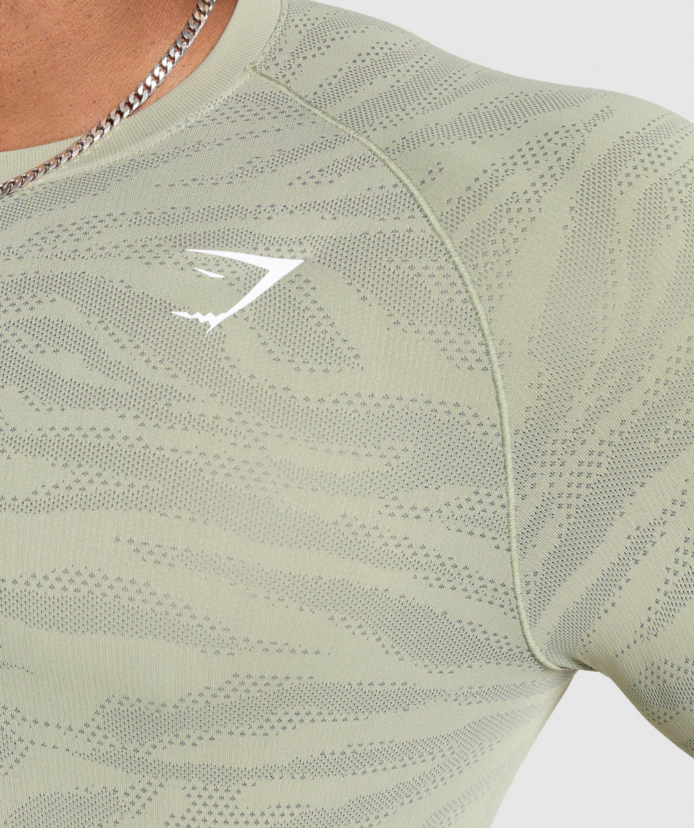 Geo Animal Seamless Long Sleeve T-Shirt - Chalk Green/Unit Green