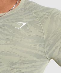 Geo Animal Seamless Long Sleeve T-Shirt - Chalk Green/Unit Green