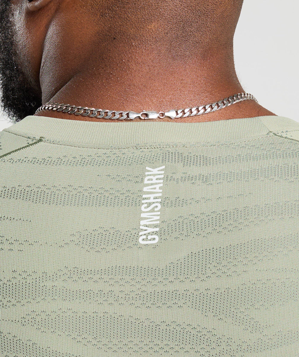 Geo Animal Seamless Long Sleeve T-Shirt - Chalk Green/Unit Green