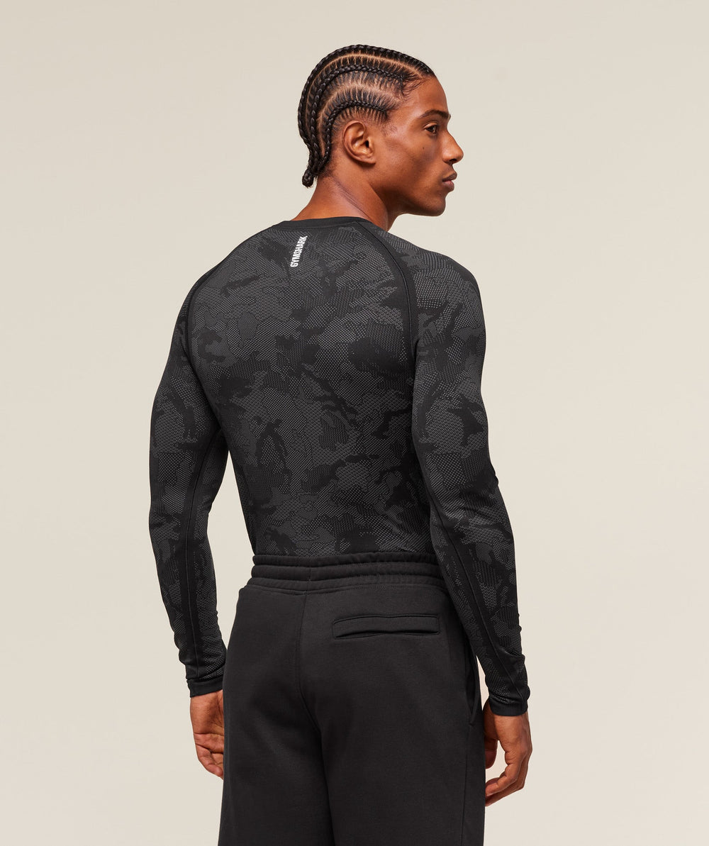 Geo Seamless Long Sleeve T-Shirt - Black/Charcoal Grey