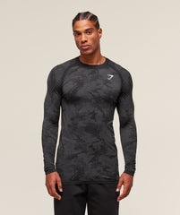 Geo Seamless Long Sleeve T-Shirt - Black/Charcoal Grey