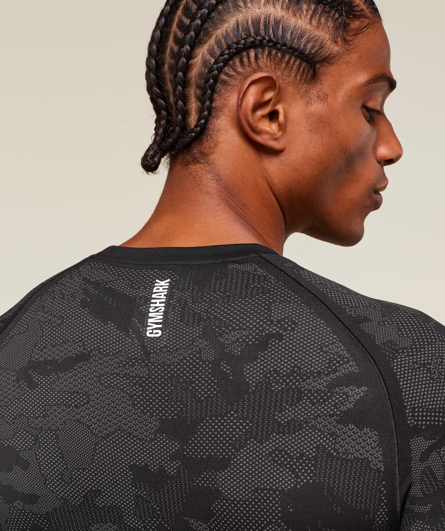 Geo Seamless Long Sleeve T-Shirt - Black/Charcoal Grey